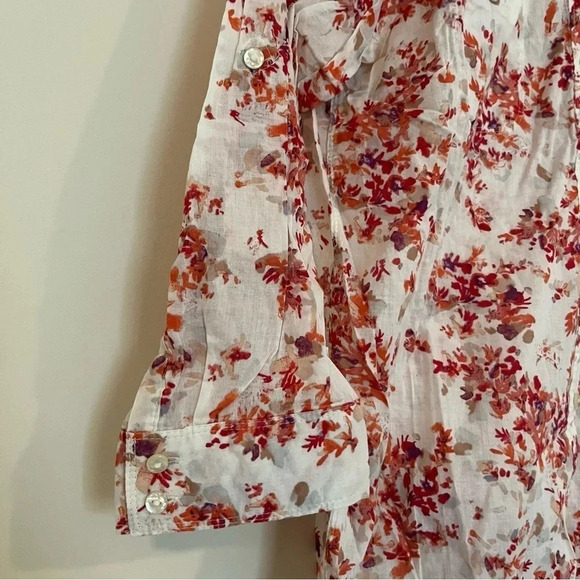 EDDIE BAUER 100% Cotton Floral Print Lightweight Buttondown Shirt - Picture 3 of 9
